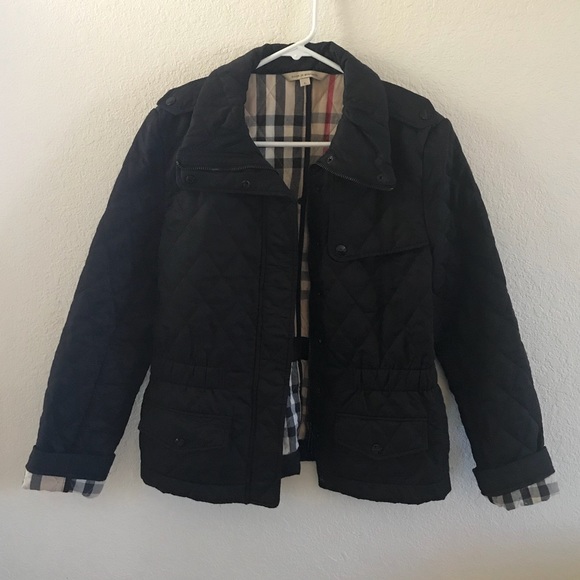 burberry black quilted coat